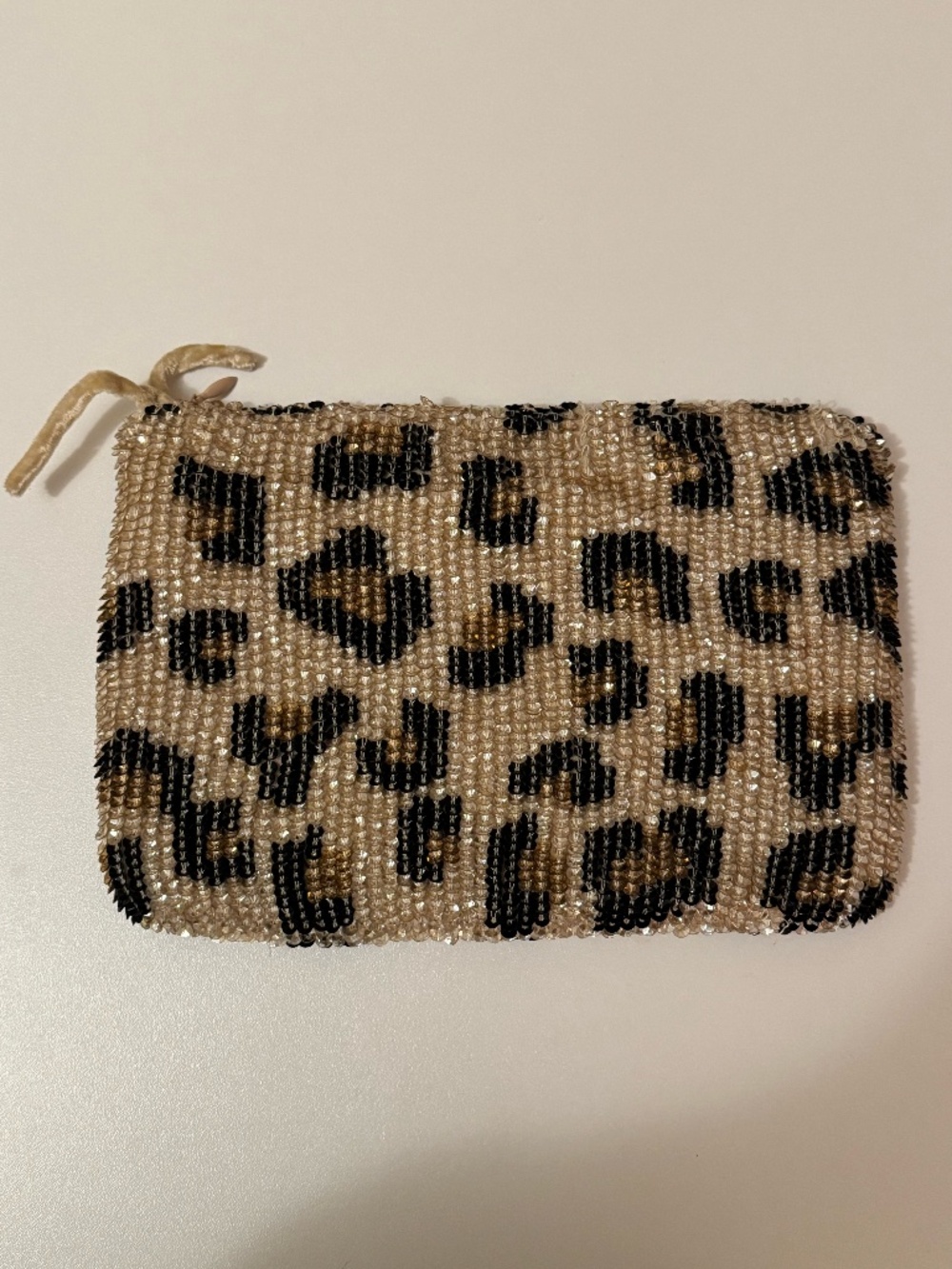 Like New Retrofête Sequined Leopard Print Clutch Bag Makeup